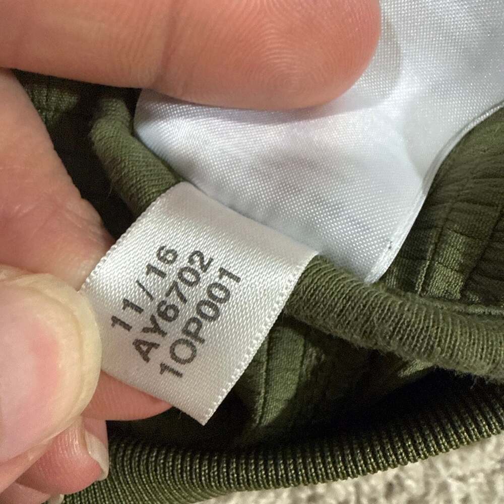 Adidas Originals Trefoil Waffle Bomber Jacket Olive Green Womens M EUC Logo - Picture 7 of 8